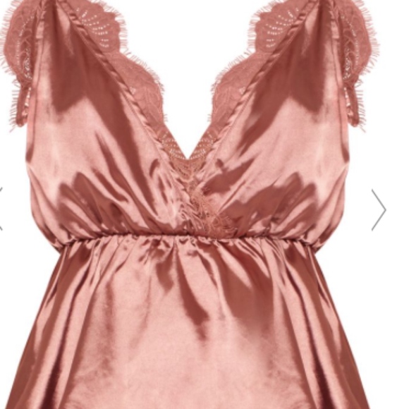 Rose Satin Eyelash Lace Detail Cami Top - Picture 2 of 5